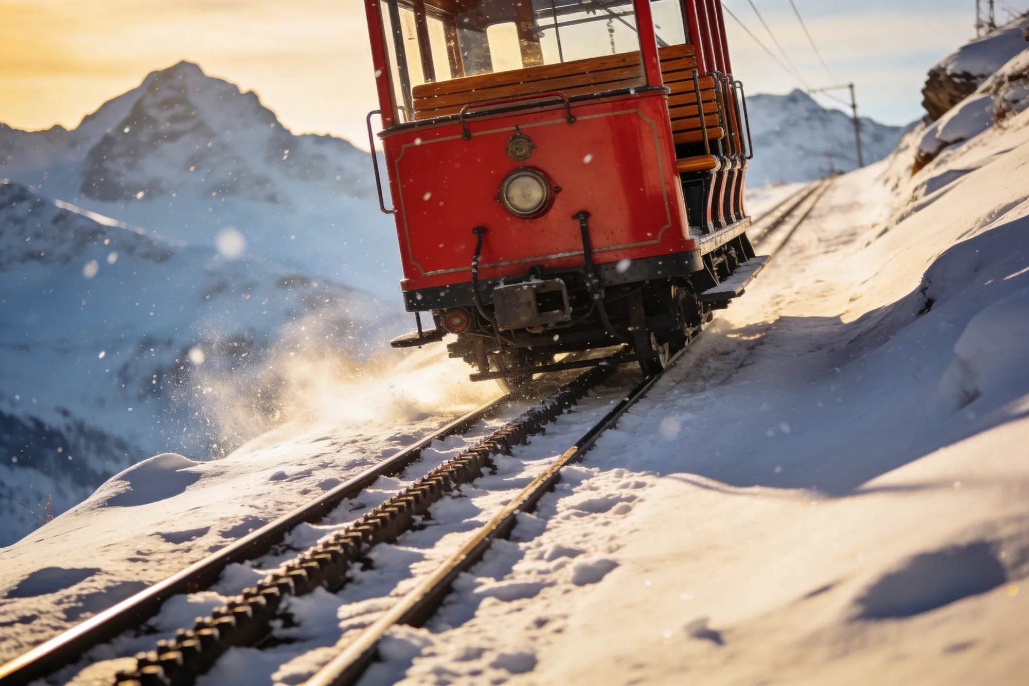 Il Tramway del Monte Bianco in salita verso il Nid d'Aigle sopra Saint-Gervais