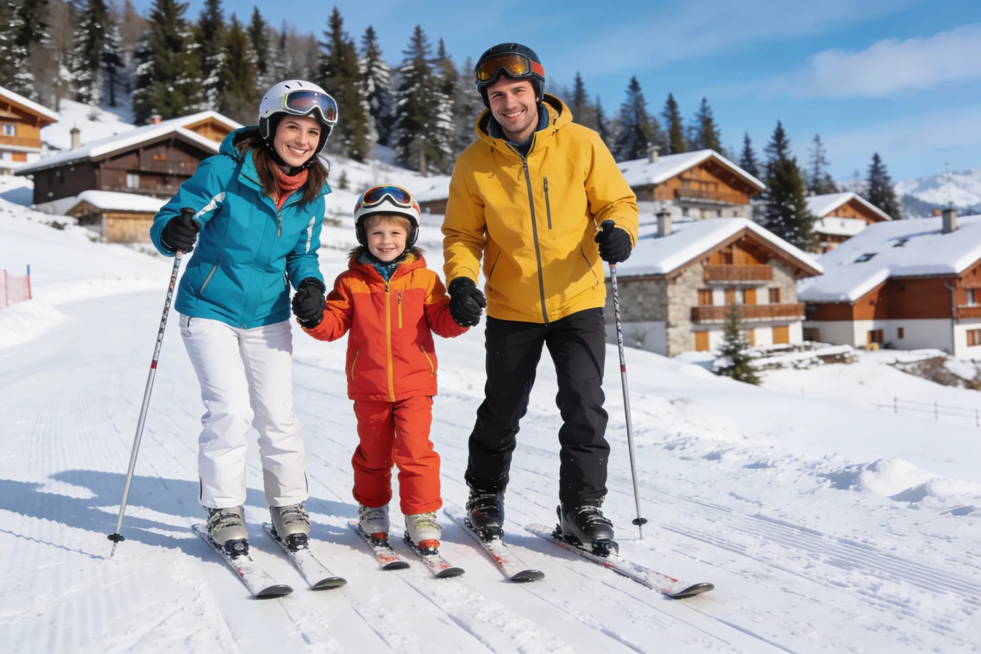 Children on the slopes of a family resort in Haute-Savoie